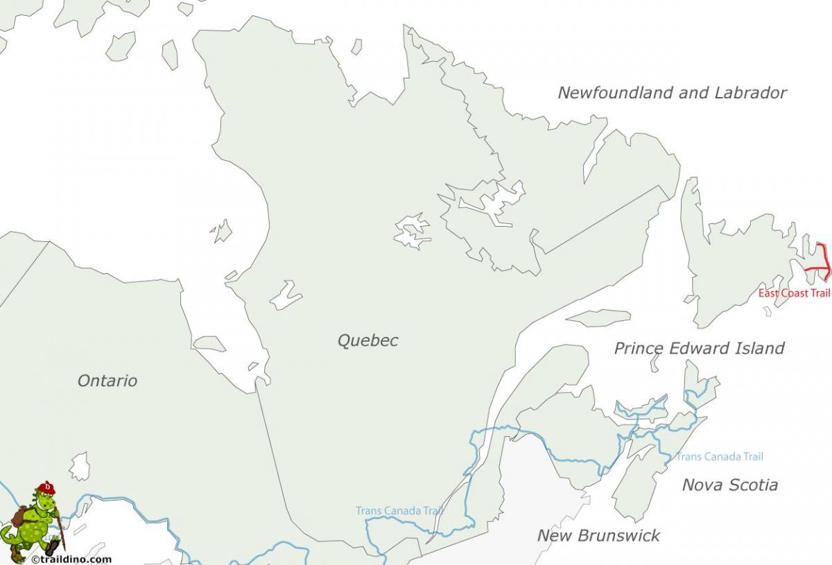 kartta itärannikolla ja Kanadassa